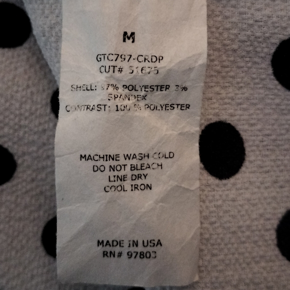 Green Envelope Wht/Blk Polka Dot Blouse W/Bell Sleeves Size M. NWOT - Picture 7 of 7